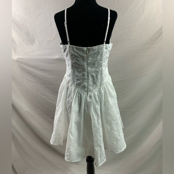 White Floral Eyelet Embroidery Cami Dress - Picture 8 of 9